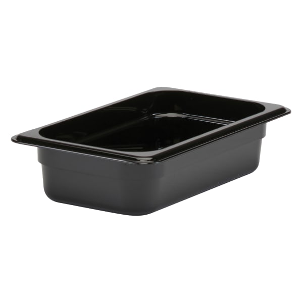 Cambro Camwear GN 1/4 Size 2in Food Pans, 2inH x 6-3/8inW x 10-1/2inD, Black, Set Of 6 Pans