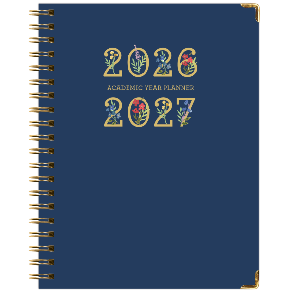 2026-2027 Excello Brands 14-Month Academic Year Hardcover Weekly/Monthly Fashion Planner, 8-1/2in x 11in, Navy Gold Numbers, May To June, Total Qty 1