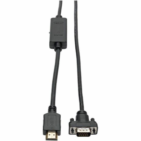Tripp Lite HDMI to VGA Active Adapter Cable Low Profile HD15 M/M 1080p 6ft - 5.91 ft - 1 x HDMI Male Digital Audio/Video - 1 x HD-15 Male VGA - Gold Plated Connector - Gold Plated Contact - Shielding - Black