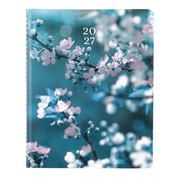 2027 Brownline Essential Weekly Appointment Planner, 11in x 8-1/2in, 100% Recycled, Nature Cherry Blossoms, January To December, CB950G.03, Total Qty 1