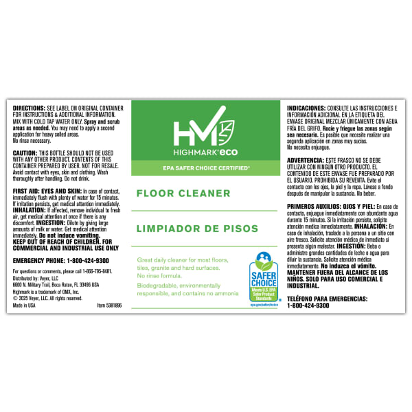 Highmark Secondary Label, Floor Cleaner, 3-3/4in x 7in