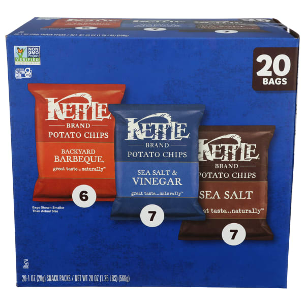 Kettle Brand Classic Kettle Potato Chips, 1 Oz, Total Qty 80