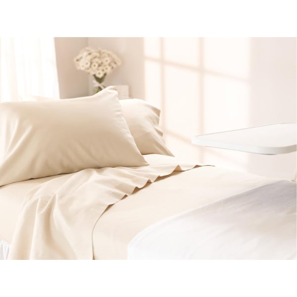 Medline Feels Like Home Premium Reverse Sateen Contour Sheets, Twin, 14inH x 39inW x 88inD, Bone, Pack Of 12