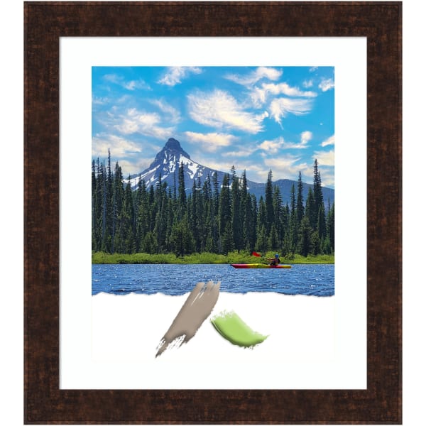 Amanti Art Rectangular Narrow Picture Frame, 24in x 28in With Mat, William Mottled Bronze