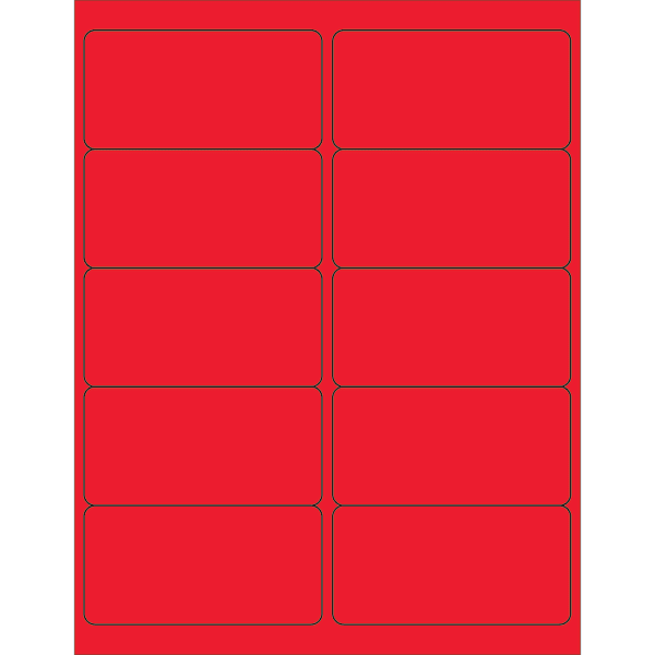 Tape Logic Permanent Labels, LL178RD, Rectangle, 4in x 2in, Fluorescent Red, Case Of 1,000