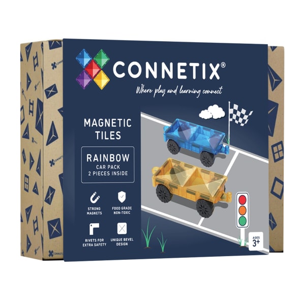 Connetix Magnetic Tiles Rainbow Car Pack, 2 Pieces
