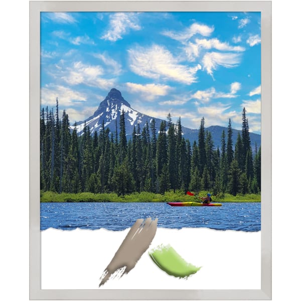 Amanti Art Wood Picture Frame, Opening Size 16in x 20in, 17in x 21in, Svelte Silver