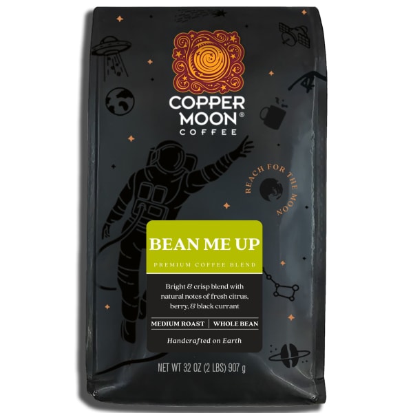 Copper Moon Whole Bean Coffee, Light Roast, Bean Me Up Blend, 2 Lb