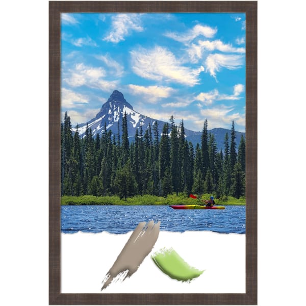 Amanti Art Wood Picture Frame, 26in x 38in, Matted For 24in x 36in, Whiskey Brown Rustic