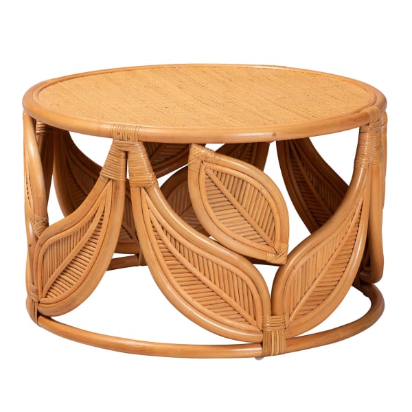 bali & pari Raflesia Natural Rattan Coffee Table, 18-1/8inH x 29-1/2inW x 29-1/2inD, Natural