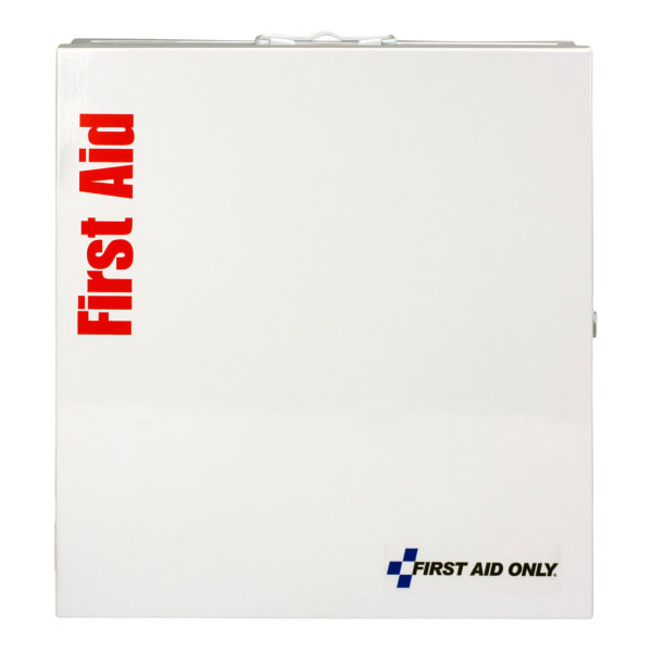 First Aid Only SmartCompliance Metal First Aid Cabinet With Medications, White, 241 Pieces