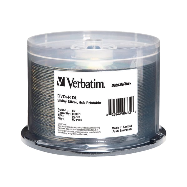 Verbatim DataLifePlus - 50 x DVD+R DL - 8.5 GB 2.4x - shiny silver - printable surface - spindle