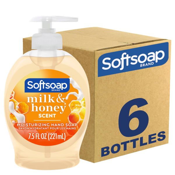 Softsoap Liquid Hand Soap, Milk & Honey Scent, 7.5 Oz, Carton Of 6 Bottles