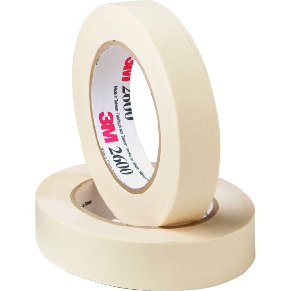 Highland Economy Masking Tape - 60 yd Length x 1in Width x 4.4 mil Thickness - 3in Core - Tan - Rubber Backing - For Labeling, Bundling, Mounting, Wrapping, Holding - 9 / Pack