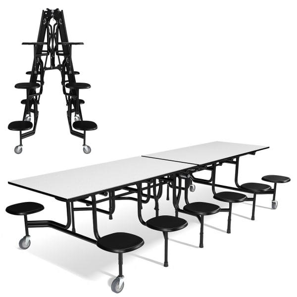 Palmer Hamilton 59TV Mobile Cafeteria Table, 29in x 144in, Gray Glace