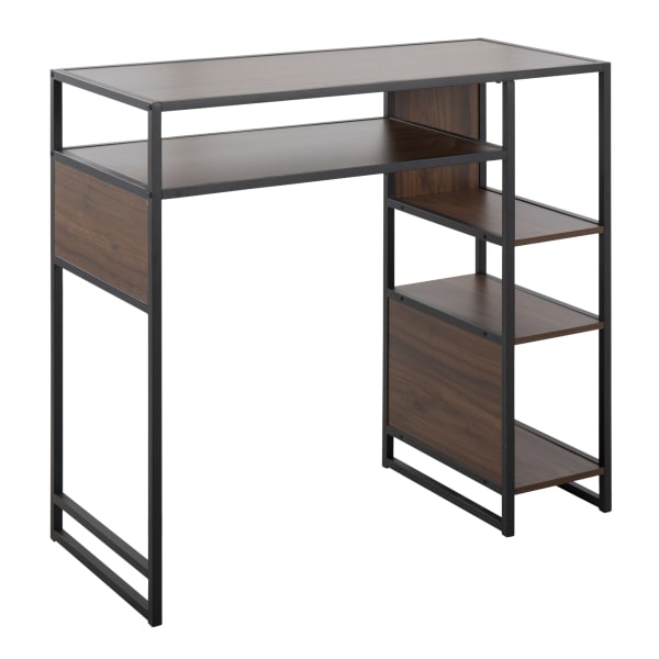 LumiSource Display Farmhouse Metal/Wood Bar-Height Table With Storage Space, 39-1/2inH x 43-1/4inW x 19inD, Walnut/Black