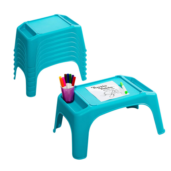 LapGear Turtle Table Kids Activity Lap Desk Tray, Blue, 8-Pack