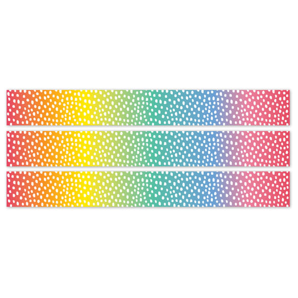 Creative Teaching Press EZ Border, 3in x 24in Strips, Core Decor Messy Dots on Rainbow, 48 Feet Per Pack, Set Of 3 Packs