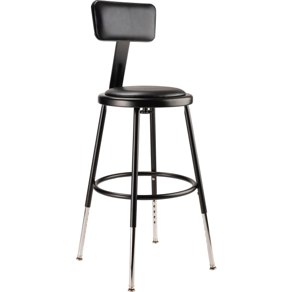 National Public Seating 6400 Adjustable-Height Task Stool, Black Seat/Black Frame