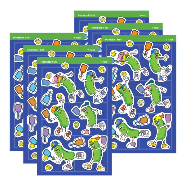 TREND Trend superShapes Stickers, Pickleball Fun!, Large, 104 Per Pack, Set Of 6 Packs