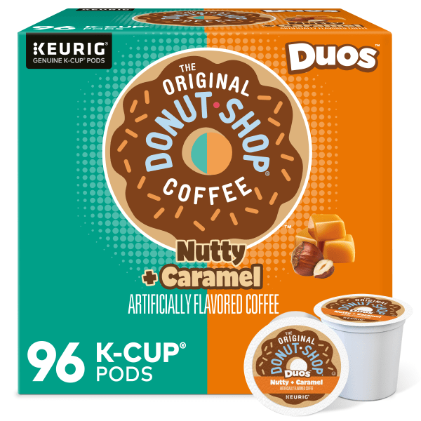 The Original Donut Shop Duos Nutty + Caramel Keurig Single-Serve K-Cup Pods, Medium Roast, 24 Pods Per Pack, Case Of 4 Packs