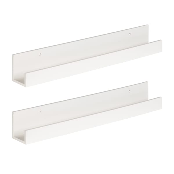 Kate and Laurel Levie Floating Shelf Wall Ledges, 3-1/2inH x 24inW x 3-9/16inD, White, Set Of 2 Ledges