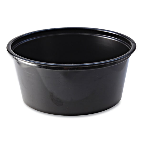 Fabri-Kal Portion Cups, 3.25 Oz, Black, Sleeve Of 125 Cups, Carton Of 20 Sleeves
