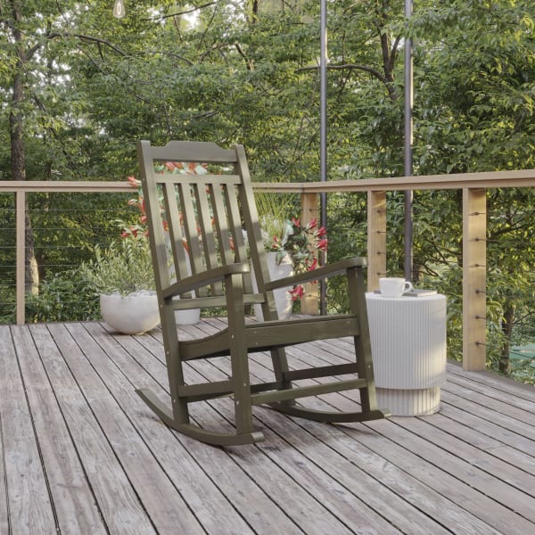 Flash Furniture Winston All-Weather Rocking Chair, Mahogany