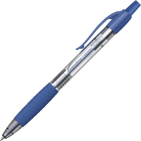 Integra Retractable 0.7mm Gel Pen - 0.7 mm Pen Point Size - Blue Gel-based Ink - 12 / Dozen