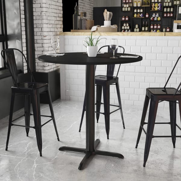 Flash Furniture Round Bar-Height Table, 43-3/16inH x 42inW x 42inD, Black