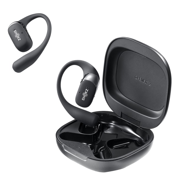 Shokz OpenFit 2 True Wireless Bluetooth Open-Ear Earbuds with Microphone & Wireless Charging Case, Black