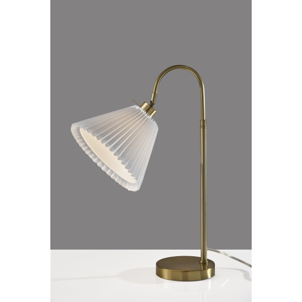 Adesso Thalia Table Lamp, Antique Brass/White Fabric Shade