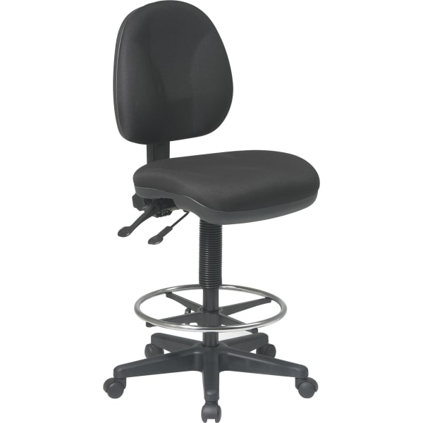 Office Star Deluxe Ergonomic Fabric Drafting Chair With Back, Black