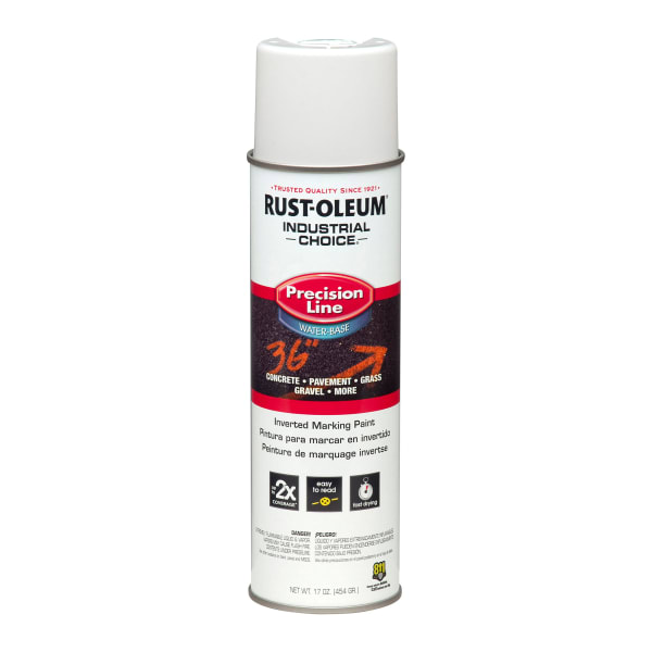 Rust-Oleum Industrial Choice M1800 System Water-Based Precision Line Inverted Marking Paint, 17 Oz, White, Pack Of 12 Cans