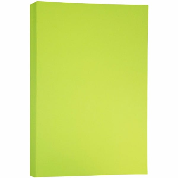 JAM Paper Ledger Matte Paper, Ultra Lime Green, Ledger (11in x 17in), 100 Sheets Per Pack, 24 Lb