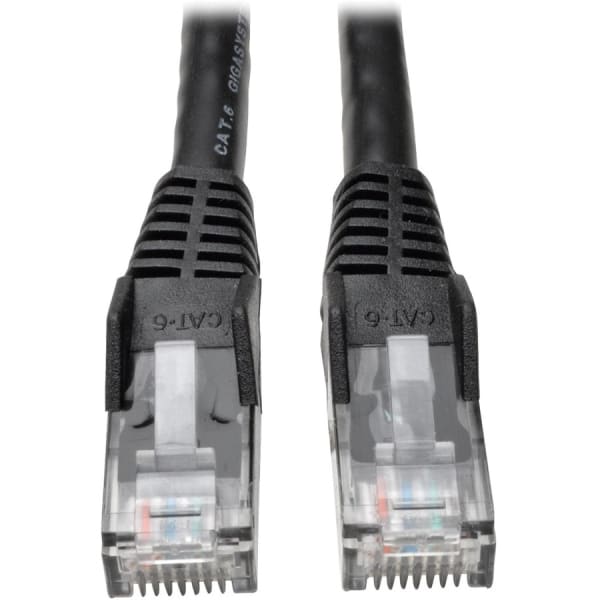 Tripp Lite Cat6 GbE Gigabit Ethernet Snagless Molded Patch Cable UTP Black RJ45 M/M 75ft 75ft - Category 6 - 128 MB/s - 75.13 ft - Black