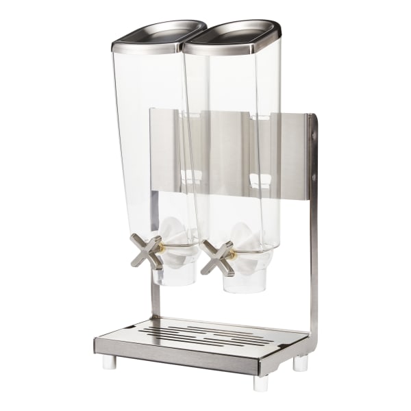 Rosseto Serving Solutions EZ-PRO Dry Food Dispenser, Dual Container, Tabletop Stand With Catch Tray, 256 Oz, Stainless