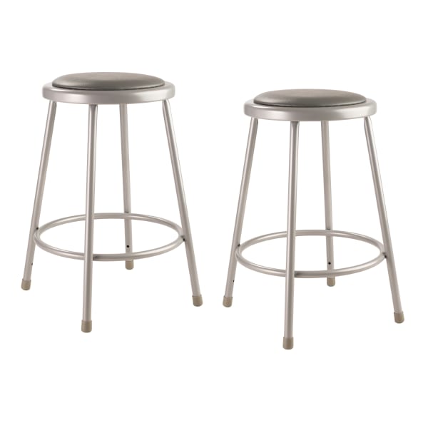 National Public Seating 6400 Series Vinyl-Padded Science Stools, 24inH, Gray, Pack Of 2 Stools