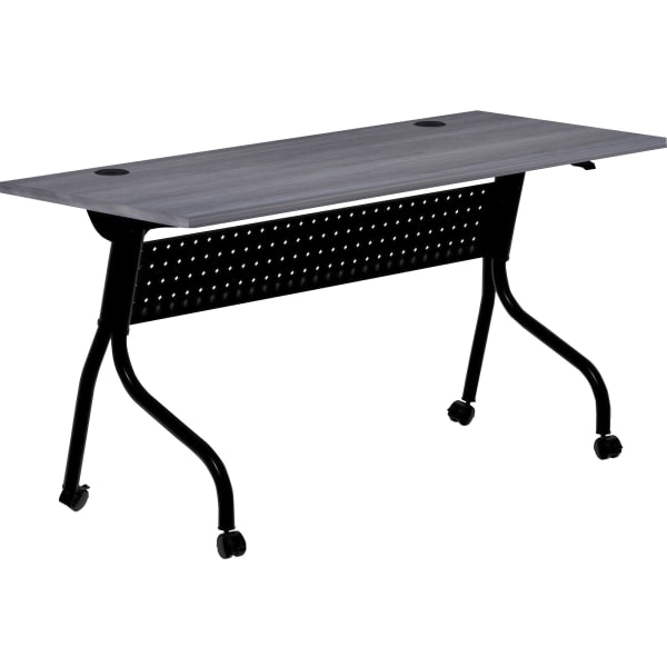 Lorell 60inW Flip-Top Training Table, Charcoal/Black