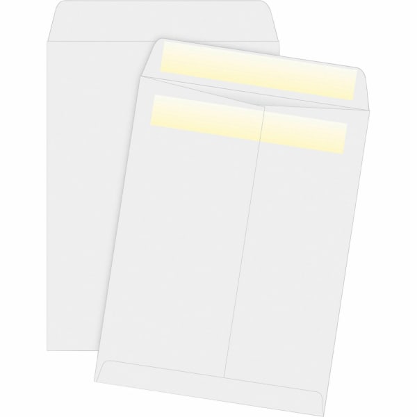 Business Source Press/Seal Catalog Envelopes - Catalog - 9in Width x 12in Length - 28 lb - Self-sealing - White - 100 / Box