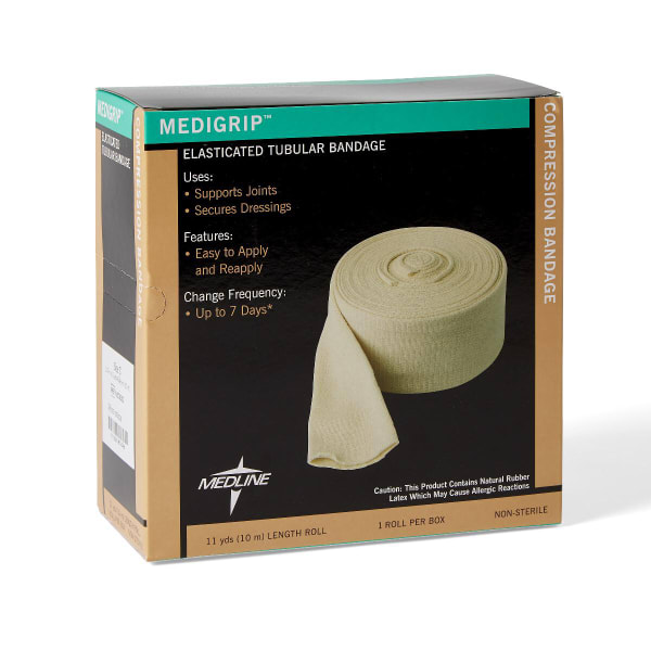 Medline Medigrip Elasticated Tubular Support Bandage, Size G, Tan, 4 3/4in x 11 Yd.