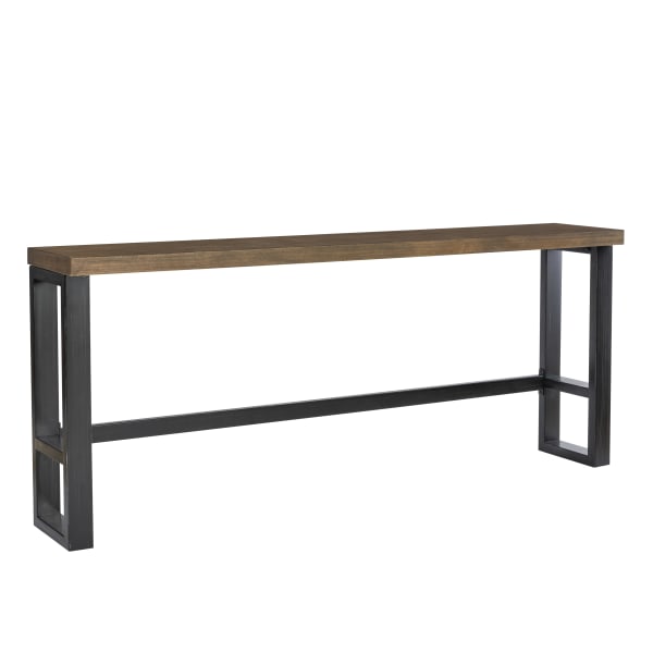 Powell Hartmand Wood/Metal Sofa Bar Table, 36inH x 84inW x 16inD, Brown/Gunmetal Gray/Black