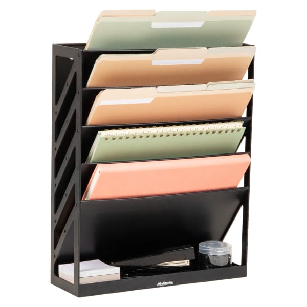 Mind Reader 5-Tier Vertical File Holder, 16inH x 4-1/4inW x 13inD, Black
