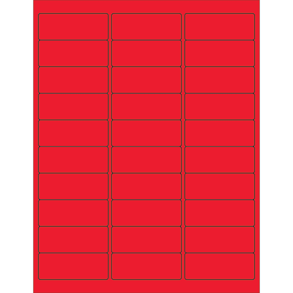 Tape Logic Permanent Labels, LL173RD, Rectangle, 2 5/8in x 1in, Fluorescent Red, Case Of 3,000