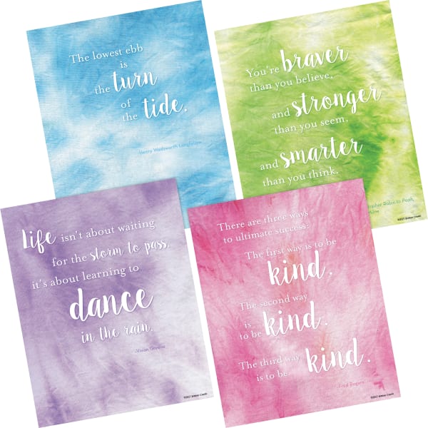 Barker Creek Art Prints, 8in x 10in, Dancing In The Rain Tie-Dye And Ombre Collection, Pre-K To College, Set Of 4 Prints