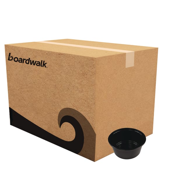 Boardwalk Polypropylene Souffle/Portion Cups, 3.25 Oz, 3inH x 3inW x 3inD, Black, Pack Of 2,500 Cups