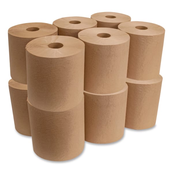 GEN Hardwound Roll Towels, 1-Ply, 8in x 300 ft, Brown, 12 Rolls/Carton