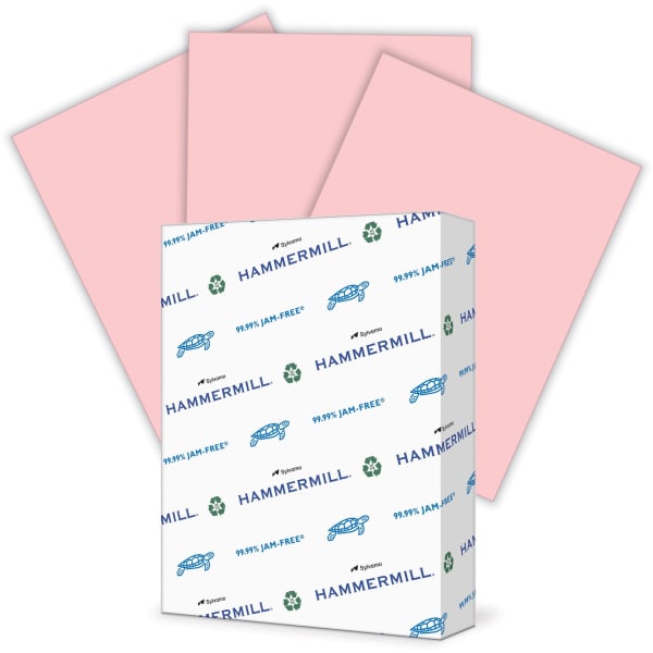 Hammermill Colors Color Multi-Use Printer & Copy Paper, 1 Ream, Pink, Letter (8.5in x 11in), 500 Sheets Per Ream, 24 Lb, 100 Brightness, 30% Recycled