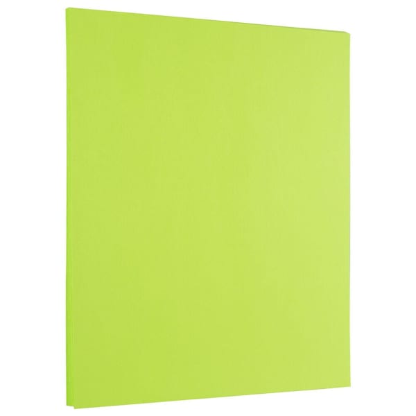 JAM Paper Color Paper, Ultra Lime Green, Letter (8.5in x 11in), 100 Sheets Per Pack, 24 Lb