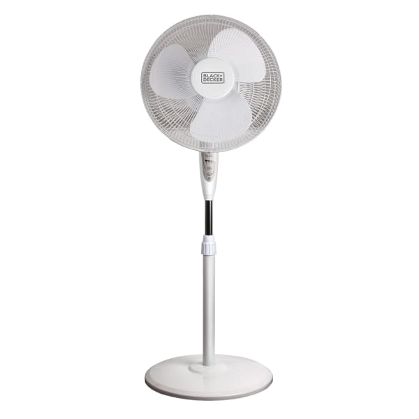BLACK+DECKER 3-Speed Oscillating Stand Fan with Remote, 16-In., White